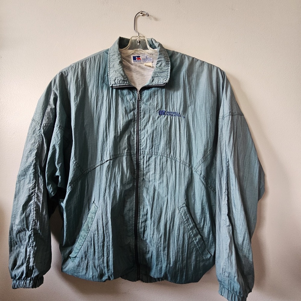 Vintage Russell Athletic Windbreaker Men's Size XL‎ Green Full Zip Made In USA